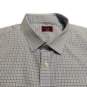 UNTUCKit Button Down Shirt Men's XXL Long Sleeve Blue Micro Check Wrinkle Free